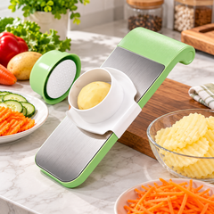 Stainless Steel 5-in-1 Vegetable Cutter – Multi-Functional Vegetable Slicer & Chopper with Changeable Blades