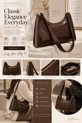Premium Crocodile Pattern Shoulder Bag for Women | Elegant PU Leather Handbag