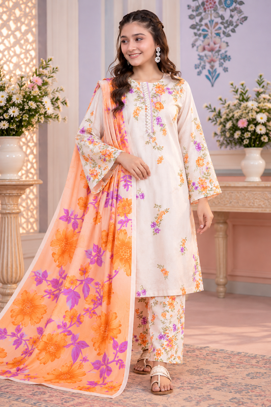 Zellbury Unstitched 3-Piece Lawn Suit for Women