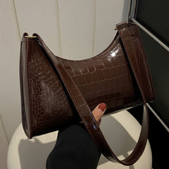 Premium Crocodile Pattern Shoulder Bag for Women | Elegant PU Leather Handbag