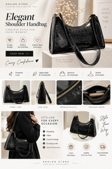Premium Crocodile Pattern Shoulder Bag for Women | Elegant PU Leather Handbag