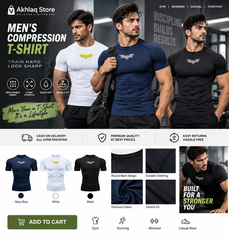 Bat Printed Men's Compression T-Shirt | Slim Fit Gym, Running & Fitness Sportswear