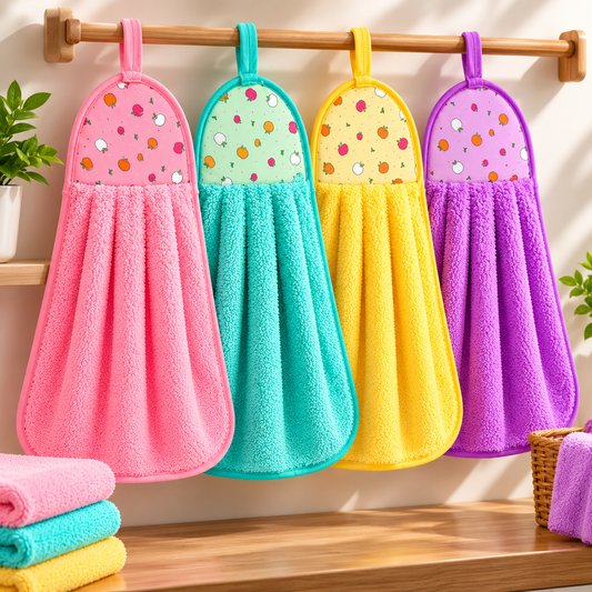 Premium Coral Velvet Hanging Hand Towel – Soft, Absorbent & Quick-Dry Kitchen Towel
